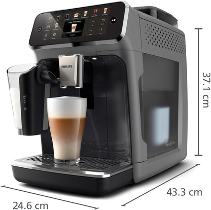 Philips Serie 5500 Kaffeevollautomat (EP5544/50) – LatteGo Milchsystem,20 heiße und kalte Kaffeespezialitäten,40% leiser mit SilentBrew,QuickStart,Schwarz/Grau