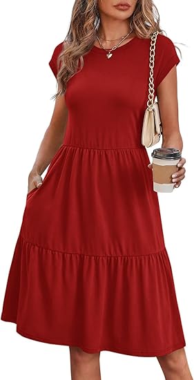 Summer Dresses for Women 2026 Cap Sleeve Casual Sundresses Floral Tiered Swing Fashion Beach Vacation Dress