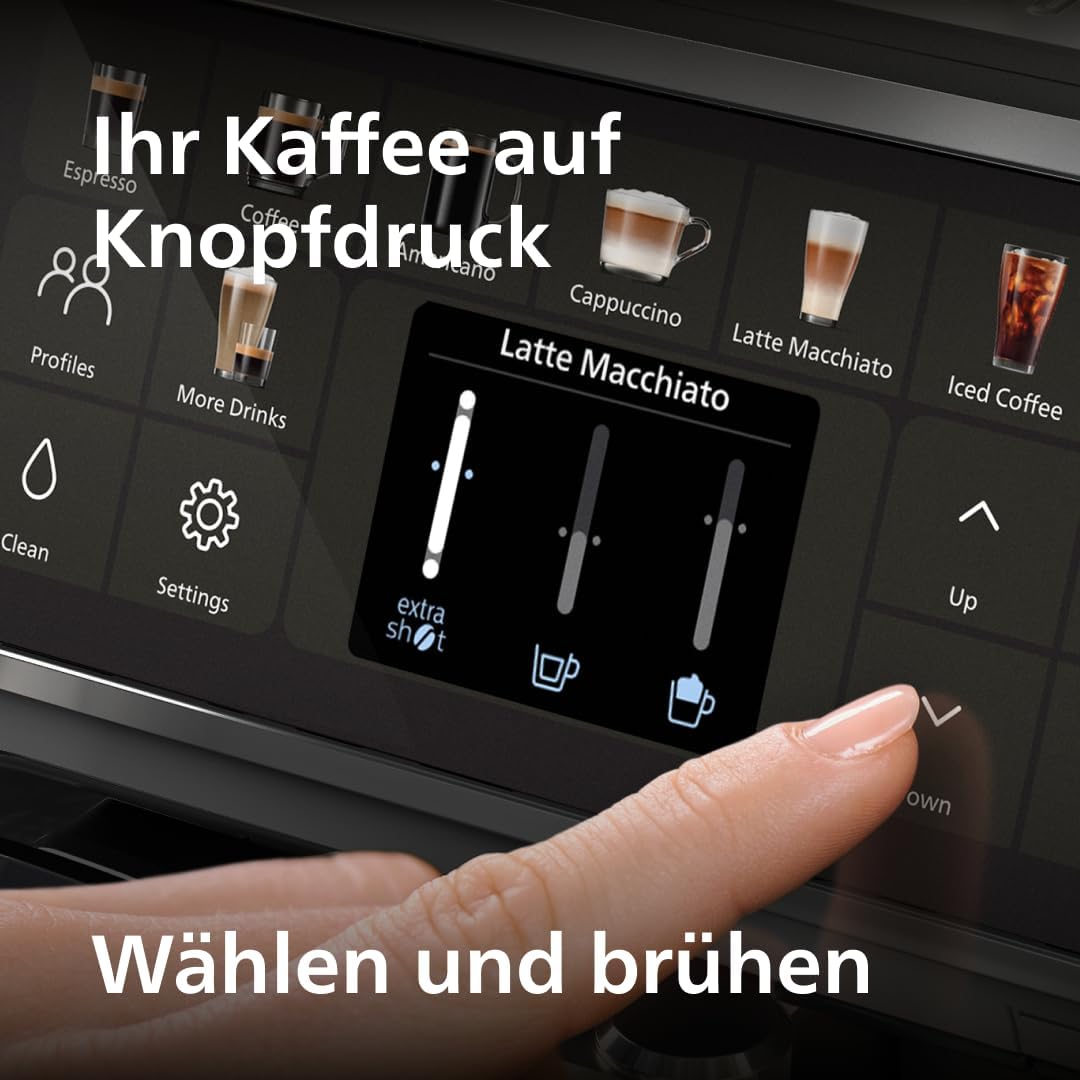 Philips Serie 5500 Kaffeevollautomat (EP5544/50) – LatteGo Milchsystem,20 heiße und kalte Kaffeespezialitäten,40% leiser mit SilentBrew,QuickStart,Schwarz/Grau